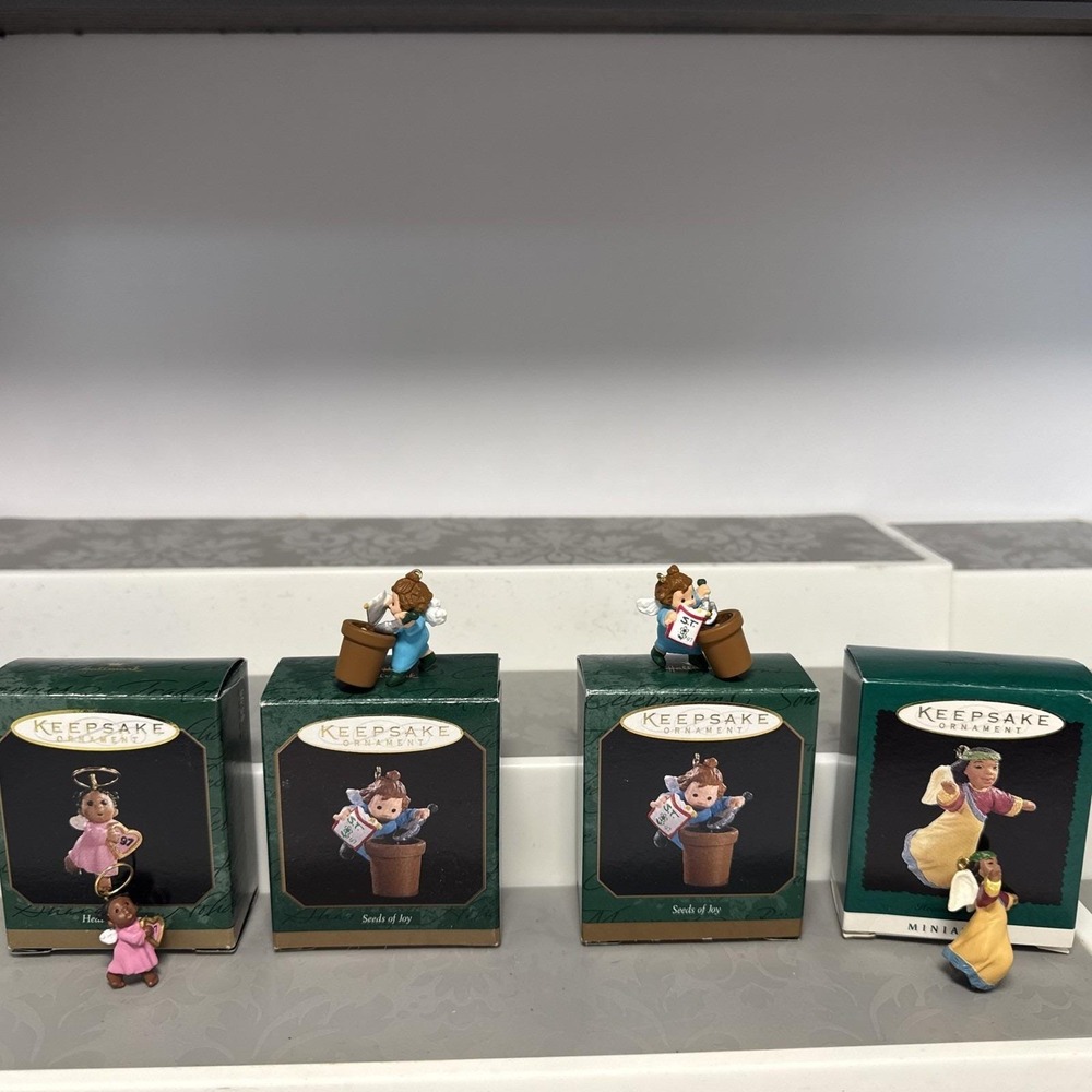 VTG Lot 4 Hallmark Christmas Ornaments Angels Mini Miniatures‎